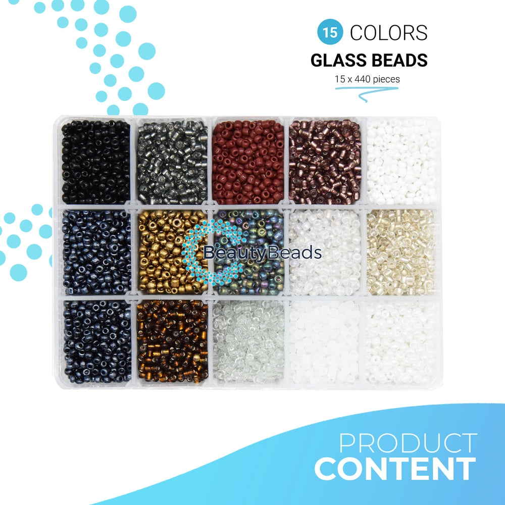 Organizer Box with over 6500 Neutral Color 3mm Beads